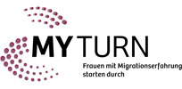  (Logo MY TURN - Frauen mit Migrationserfahrung starten durch)