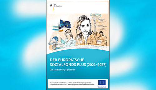  (Cover der ESF Plus-Programmbroschüre: Der Europäische Sozialfonds Plus (2021-2027) )